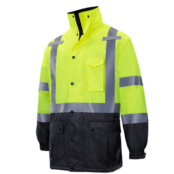 JORESTECH Hi-Vis Safety Parka Jacket, ANSI Class 3 (Yellow/Black, L)