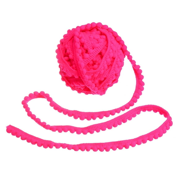 Uxcell 8.5 Yards Pom Pom Trim Ribbon, 0.5" Wide Fluorescent Pink Pom Pom Ball Fringe Trim Ribbon for DIY Crafts Curtain Clothes Pillow Home Decoration