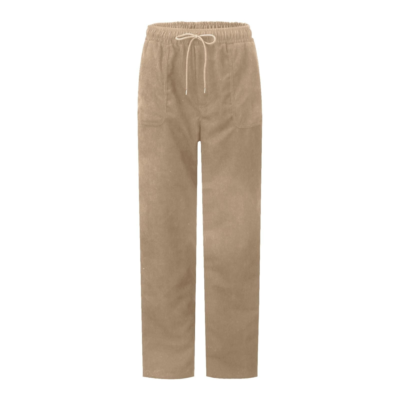 Pantalon De Travail Femme En Velours Côtelé - Taille Haute élastique - Coupe évasée Avec Poches - Polyester Doux