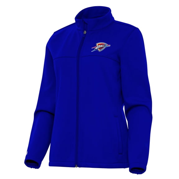Women's Antigua Blue Oklahoma City Thunder Links 2 Full-Zip Golf Jacket