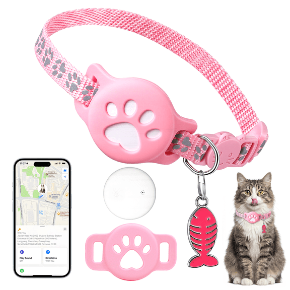 GPS Pet Tracker Collar for Cats & Dogs, Real-Time Smart Pet Finder, No Monthly Fee, IP68 Waterproof, 365-Day Battery, Compatible with iOS & Android