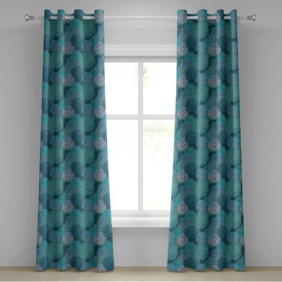 Ambesonne Floral Grommet Curtain, Clove Petals Vibrant, 50" x 120", Petrol Blue Teal