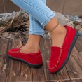 thumbnail image 3 of Womens Winter Loafers Suede Furry Lined Round Toe Slip on Low Top Booties Thick Soft Sole Lightweight Walking Shoes Red Size 7.5, 3 of 6