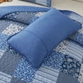 thumbnail image 6 of Dintszyayue Grid Patchwork Quilt Set Queen Size,3Pcs Blue Bedding Set Lightweight Adult(90"x 96"), 6 of 6
