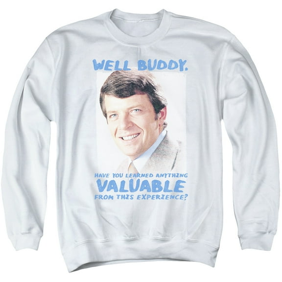 Brady Bunch Buddy Adult Crewneck Sweatshirt White