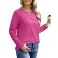 thumbnail image 4 of UVN Blouses for Women Pleated Long Sleeve Shirts Casual Crew Neck Tunic Tops, 4 of 9