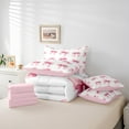 thumbnail image 5 of Feelyou Kawaii Bowknot Girl Bedding Comforter Set 7 Pieces, White Pink Bow Full Bedding Set, Dreamy Princess Style Reversible Fitted Sheet Flat Sheet, Breathable Home Decor, 5 of 7