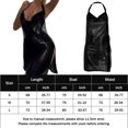 thumbnail image 2 of Vestido Corto Atractivo Vestido de fiesta de cóctel Lentejuelas sin espalda Mini vestido de corte bajo Dividir metálico Sólido Kuymtek para Mujer Negro T L, 2 of 8