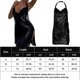 thumbnail image 2 of Vestido Corto Atractivo Vestido de fiesta de cóctel Lentejuelas sin espalda Mini vestido de corte bajo Dividir metálico Sólido Cgtredaw para Mujer Negro T L, 2 of 8