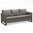 thumbnail image 2 of POCASSY 74.4" Wide Gray Wicker Patio Couch, Weather Resistant Rattan Outdoor Furniture Sofa with Deep Seat for Patio Backyard Porch, Gray, 2 of 8