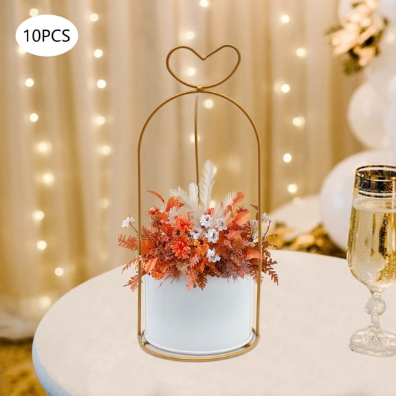 10 PCS Gold Vases for Centerpieces Iron Flower Stand Set Metal Geometric Gold Centerpiece Elegant Wedding Centerpieces for Table Decorations