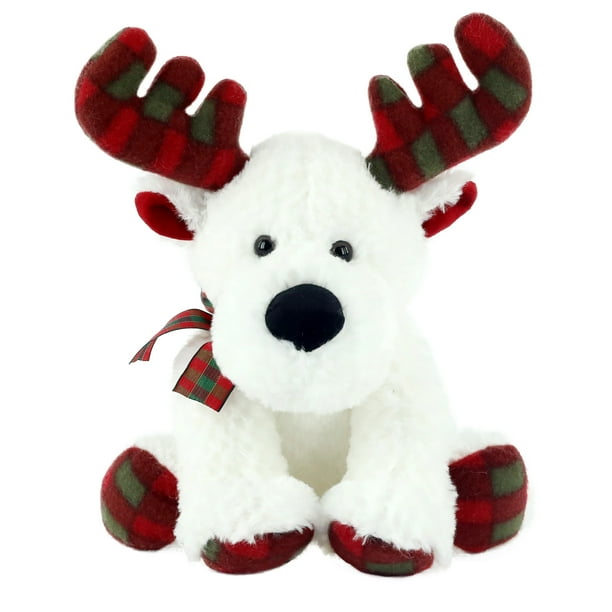 Holiday Time Reindeer Plush, White, Medium Holiday Time Reindeer Plush, White, Medium