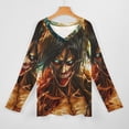 thumbnail image 3 of Attack On Titan Womens T Shirts V Neck Long Sleeve Tops Causal Loose Summer T-Shirts 3XL, 3 of 7