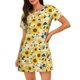thumbnail image 1 of Disketp Navy Blue Leaf Sunflower para Camisón Corto de Manga Corta para Mujeres, Camisón Cómodo con Escote Redondo, Bonito y Confortable, 1 of 6