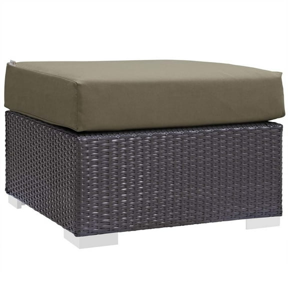 Modway Convene Outdoor Patio Fabric Square Ottoman in Espresso Mocha