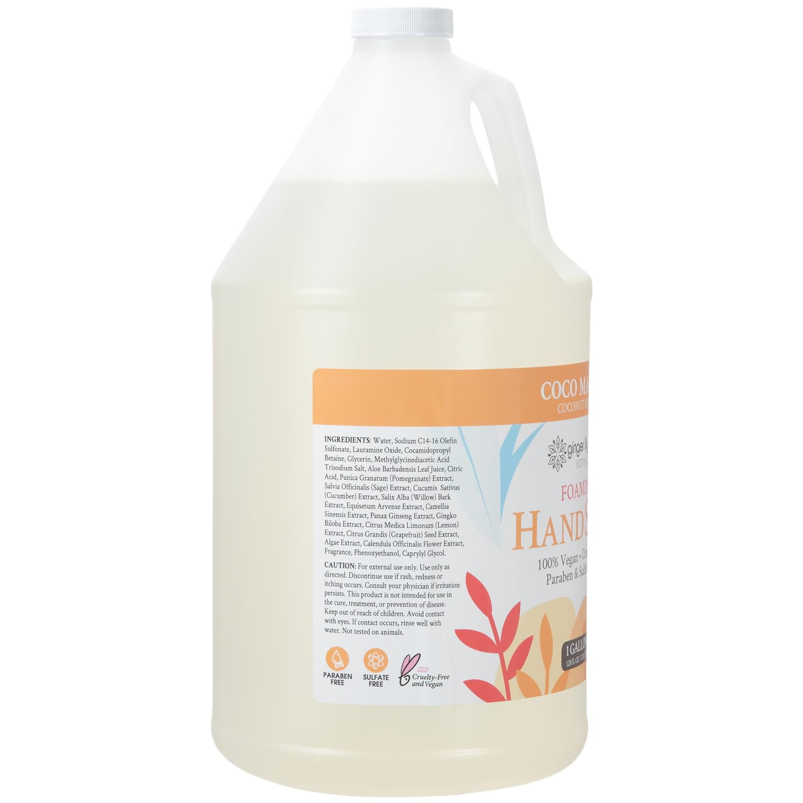 Ginger Lily Farms Botanicals All-Purpose Foaming Hand Soap Refill, Coco Mango, 100% Vegan & Cruelty-Free, Coconut Mango Scent, 1 Gallon (128 fl oz)