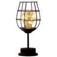 thumbnail image 1 of Decoración vintage Lámpara de mesa con forma de copa de vino de alambre de metal Lámpara decorativa Lámpara de noche vintage Lámpara de noche para el hogar, 1 of 5