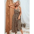 thumbnail image 4 of Women'S Summer Midi Boho Dresses Casual Floral Spaghetti Straps Lace Up Dress Flowy Aline Beach Sundress Yellow M, 4 of 9