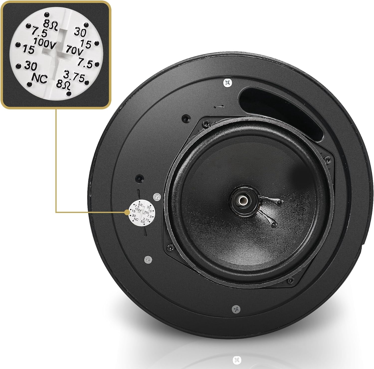 Sound Town Commercial Restaurant Bluetooth Amplifier + Pendant Speaker Set, with One 6-Zone 70V/100V Amplifier with Bluetooth, 12 x Weather-Resistant 6.5-Inch Pendant Speakers, Black (STCA360X12PD6B)