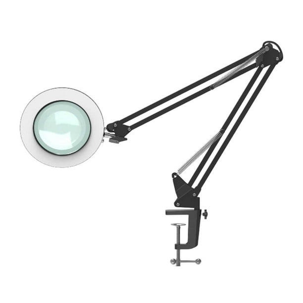 Lampe loupe pliante USB 5X avec pince, LED blanc froid 6 000 K