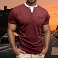 thumbnail image 2 of Zylarhe Mens Tshirt, Men Double Layer Neck Casual T Shirt Daily Wear Basic Top for Spring Summer Autumn Red M, 2 of 8