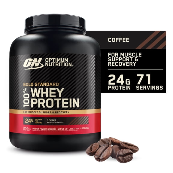 Optimum Nutrition Gold Standard 100% Whey Protein Powder, Coffee, 24g Protein, 5 Lb