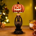 thumbnail image 3 of Daiosportswear Halloween Horror Pumpkin Lights,3.1x6.3in Resin Carved Lamps,Skeleton/Witch Designs,USB Powered,Warm LED Bulb,Replaceable Light,Party/Gothic Decor,Halloween Essential, Festive Lighting, 3 of 5