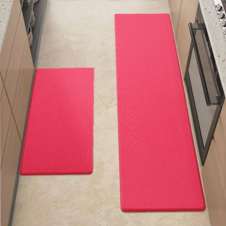 

Anti Fatigue Kitchen Mat Neon Fuchsia Red Kitchen Rugs Non Slip Cushioned Standing Mat for Sink Floor Laundry Office Desk Ultra 17.3 x 70.8