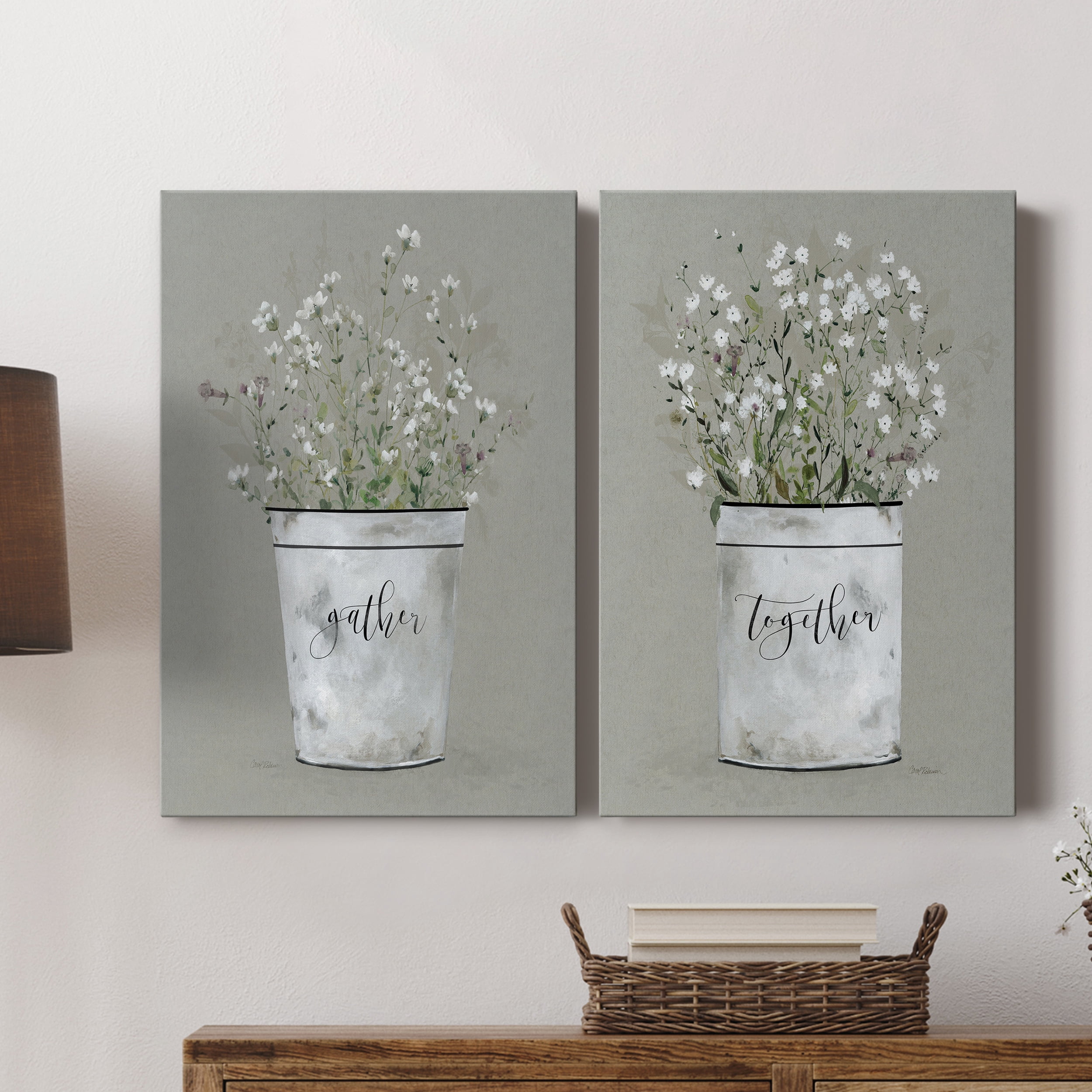 Bouquet of Grace Bucket Gather Premium Gallery Wrapped Canvas - Ready to Hang - Set of 2 - 40 x 60 Each