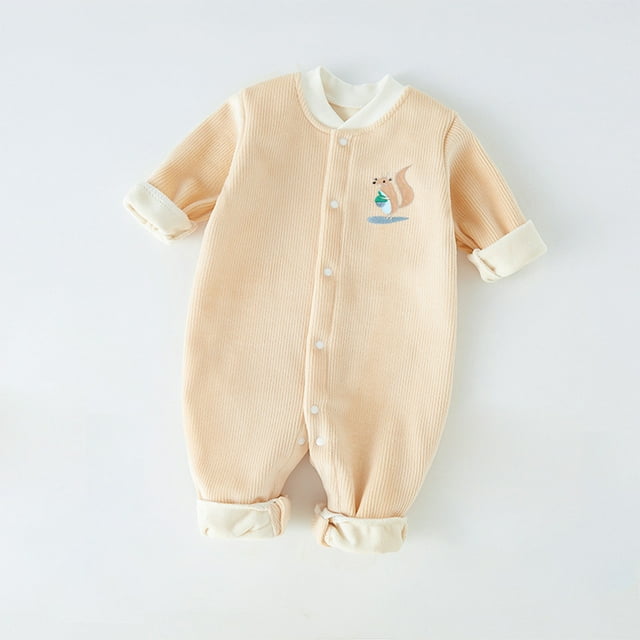 Baby Girl Clothes 0 To 2 Year Old Plus Velvet Jumpsuit Spring, Fall And Winter Thickened Bottoming Jacket To Keep Warm When Going Out Baby Girl Clothes on Clearance