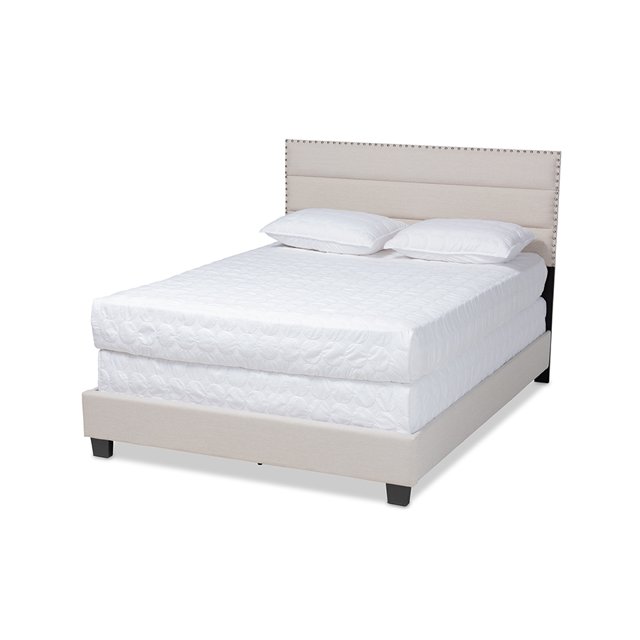 Baxton Studio Ansa Cama tamaño king tapizada en tela beige moderna y contemporánea Baxton Studio 1.93271E11