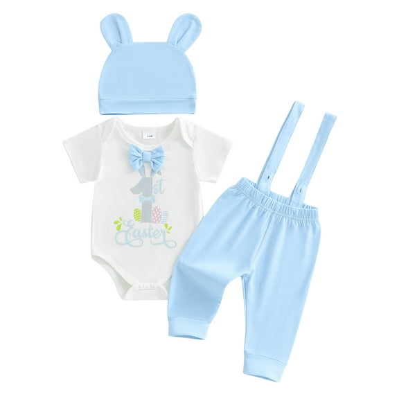 CocMouse Baby Boys Easter Outfits Letter Print Bowtie Rompers Pants Hat