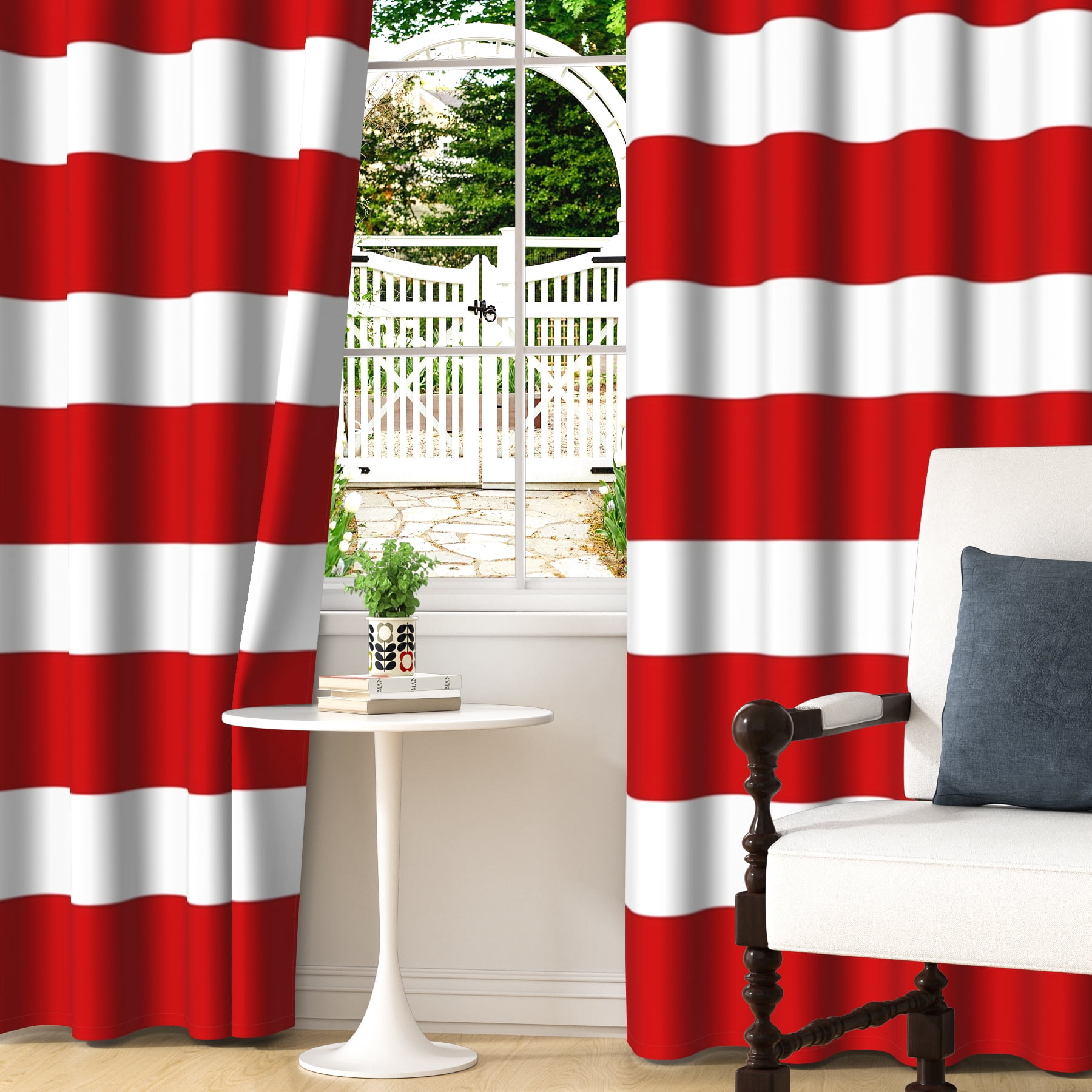 Lfeey Red Stripe Room Darkening Blackout Curtains Christmas Bedroom Living Room Grommet Curtains 52x84 Inch 2 Panel