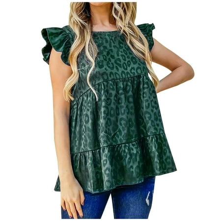 

Ziloco Fashion Women Summer Casual Short Sleeve Round-Neck Pullove Print Blouse T-Shirt scrubs sets for women Green L