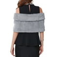 thumbnail image 3 of INSPIRE CHIC Women's Faux Fur Shawl Wrap Cape for Bridal Wedding Party Bridal Shrug with Faux Pearl Rhinestone Brooches 2XL Grey, 3 of 6