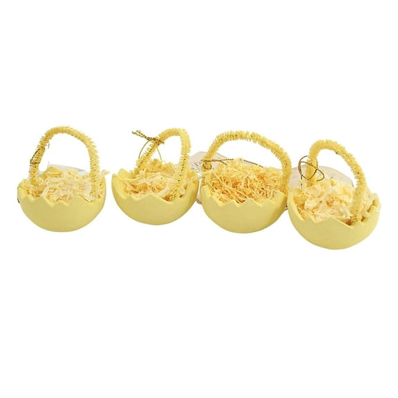 Cracked Egg Ornaments Set/4 - Four Ornaments 2.75 Inch, Resin - Nested Grass Ready To Hang Tl1339y