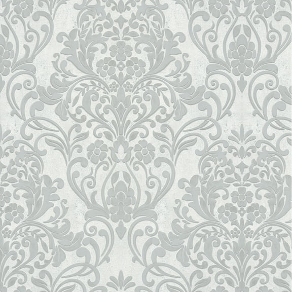 Advantage Anders Silver Damask Wallpaper