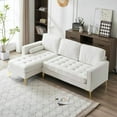 thumbnail image 5 of YYAo Sofa, Couch for Living Room, L-Shaped 3-Seat Indoor Modular Sofa with Linen Seat and Footstool, Beige, 5 of 13