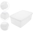 thumbnail image 2 of Contenedor de plástico transparente rectangular de una sola capa de 2,1 L para alimentos secos con tapa para cocina y bar., 2 of 6