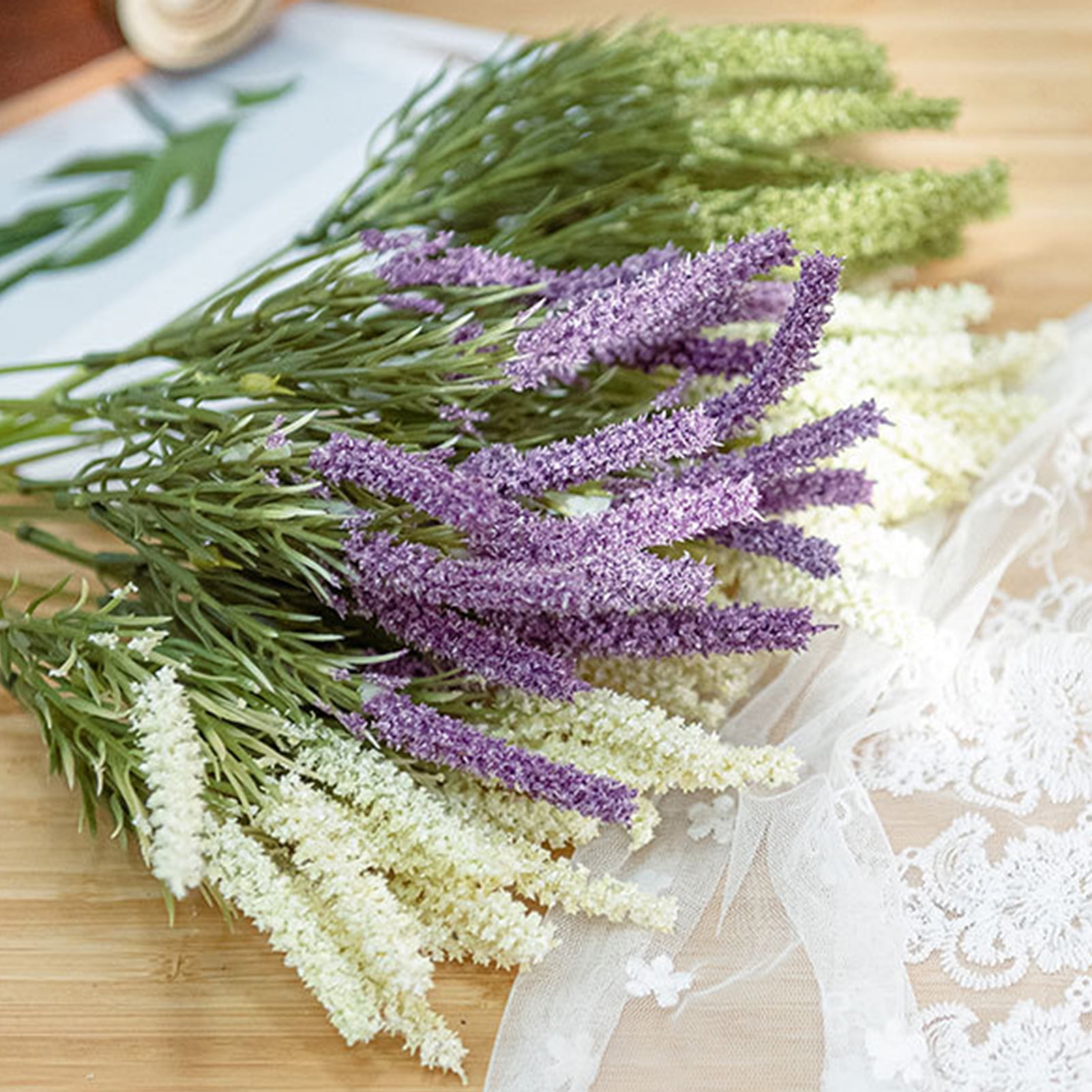 Visland 4PCS Artificial Lavender Faux Plants for Crafting or Home