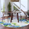 thumbnail image 3 of Round Rugs 8Ft, Blue Hydrangea Floral Round Area Rug Washable Indoor Throw Carpet, Spring Butterfly Watercolor Flower Large Non Slip Circle Rug for Kids Room RV Home Decor Aesthetic, 3 of 8