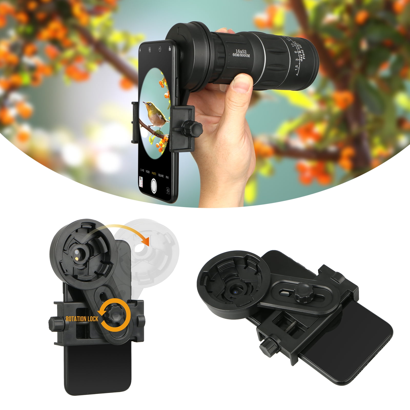 Telescope Stand Holder Compatible with Any Point and Shoot Camera Binoculars Monocular Spotting Scopes Telescopes and Microscopes Fully Metal Telescope Camera Adapter,Smartphone Adapter 