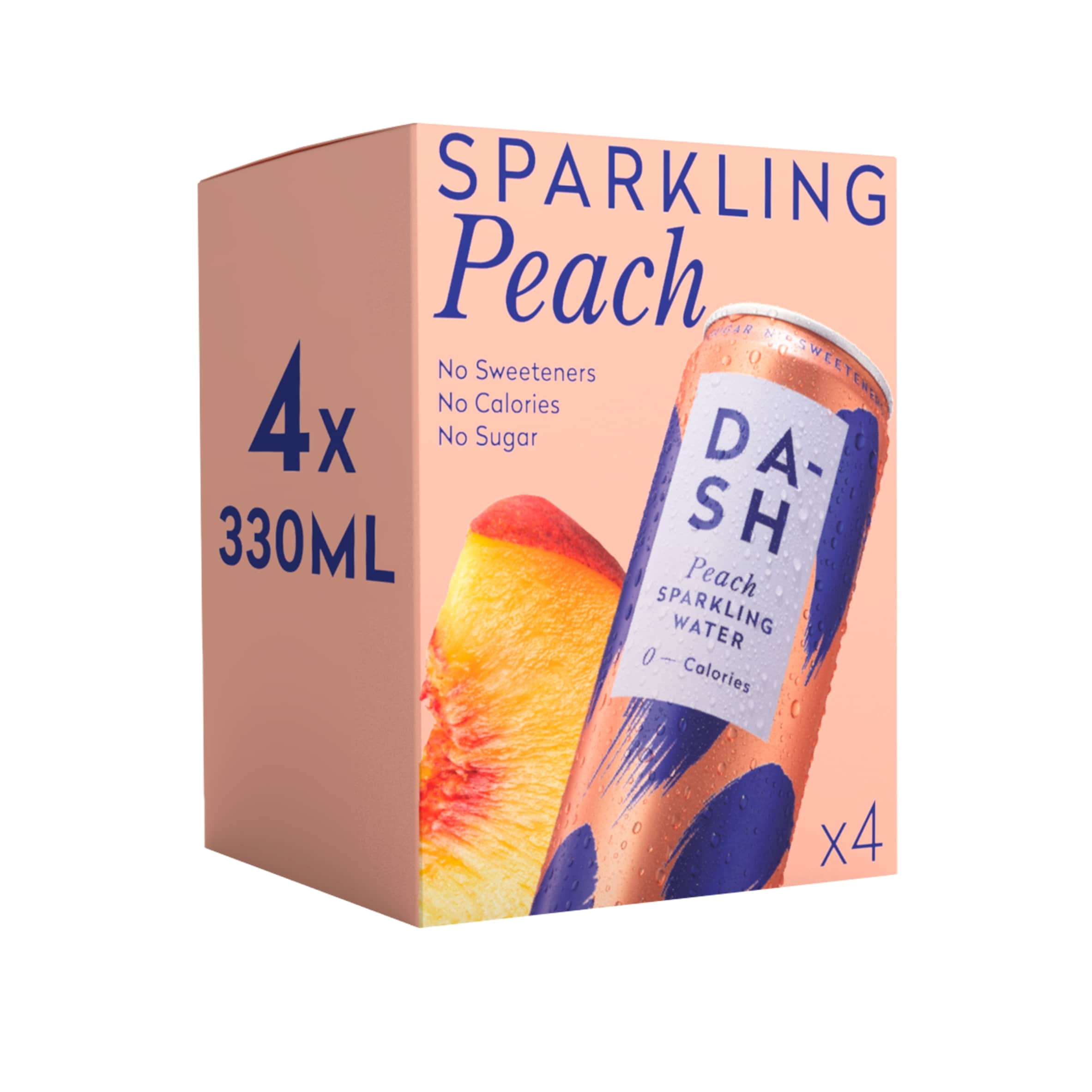 Dash Peach Sparkling Water 4 x 330ml, Imported from Britain