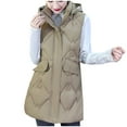 thumbnail image 3 of Leesechin Women's Long Puffer Vest Cotton Sleeveless Puffy Jacket with Removable Hood, 3 of 5