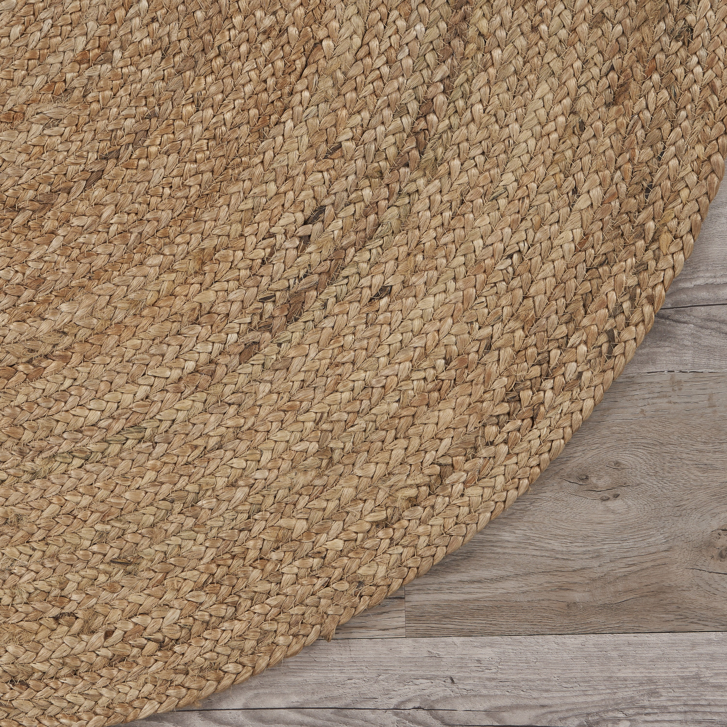 Harlow Hill Cora 8' Round Beige/Tan Solid Hand Braided Reversible Jute Indoor Area Rug