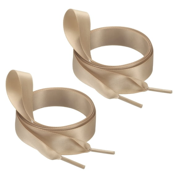 47" Satin Ribbon Shoelaces, 3/4" Wide Silk Flat Shoe Laces Shoestring Silky Sneakers Shoelaces for Girls Women Shoe Decoration, Khaki
