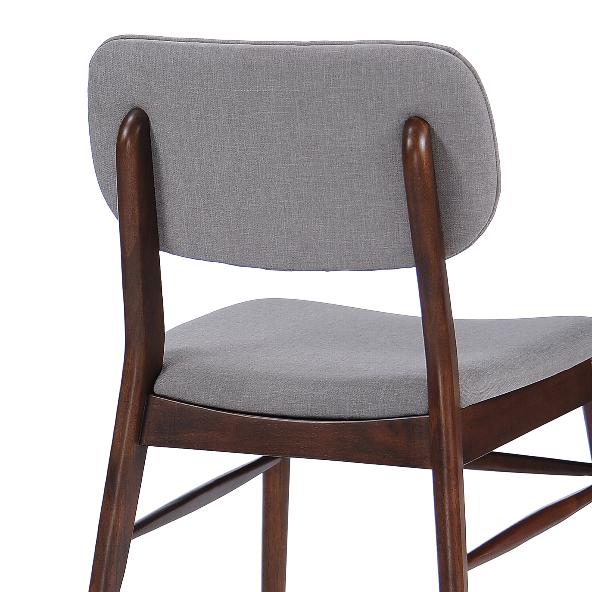 Euroco Wooden Dining Chairs Set of 2, Mid-Century Modern Upholstered Kitchen Side Chairs with Rubberwood Frame for Home,Walnut+Light Gray