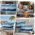 thumbnail image 4 of Outdoor Pillow Covers 18x18 Set of 2, Navy Blue Coastal Beach Waterproof Patio Throw Pillow Covers for Couch Sofa Chair, Summer Nautical Abstract Ombre Art Decorative Pillowcases for Throw Pillows, 4 of 9