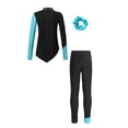 thumbnail image 2 of inhzoy Kids Girls Long Sleeve Figure Skating Tops with Pants Set Training Sports Suit Blue Green 14, 2 of 6