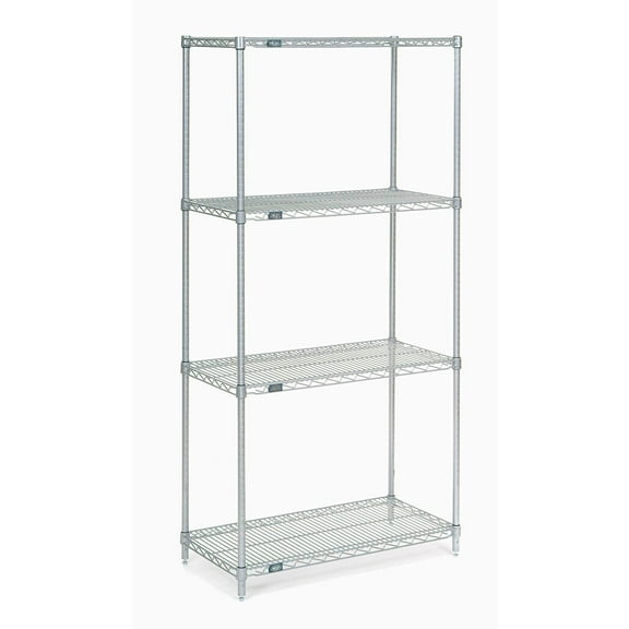 Nexel® 4 Shelf Nexelate® Silver Epoxy Wire Shelving Unit Starter 36"W x 18"D x 74"H